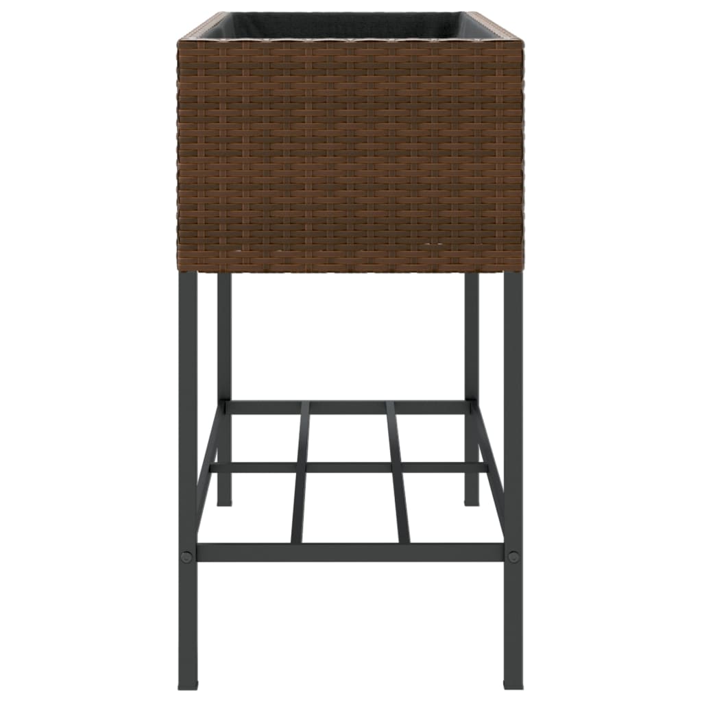 Hochbeete mit Ablage 2 Stk. Schwarz 70x28x70 cm Poly Rattan