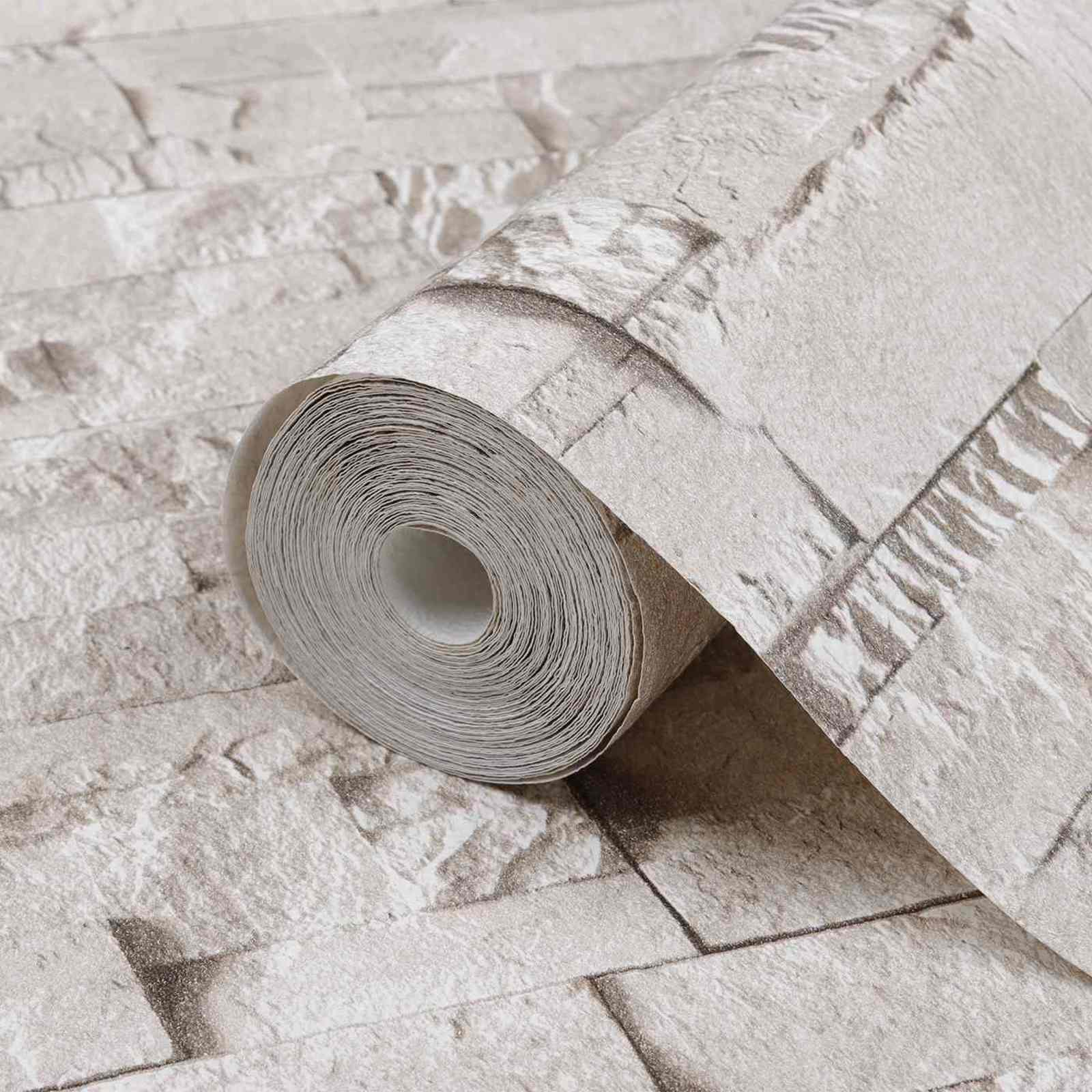 3D Stein Tapete Beige 10 x 0,53 m Vliesstoff