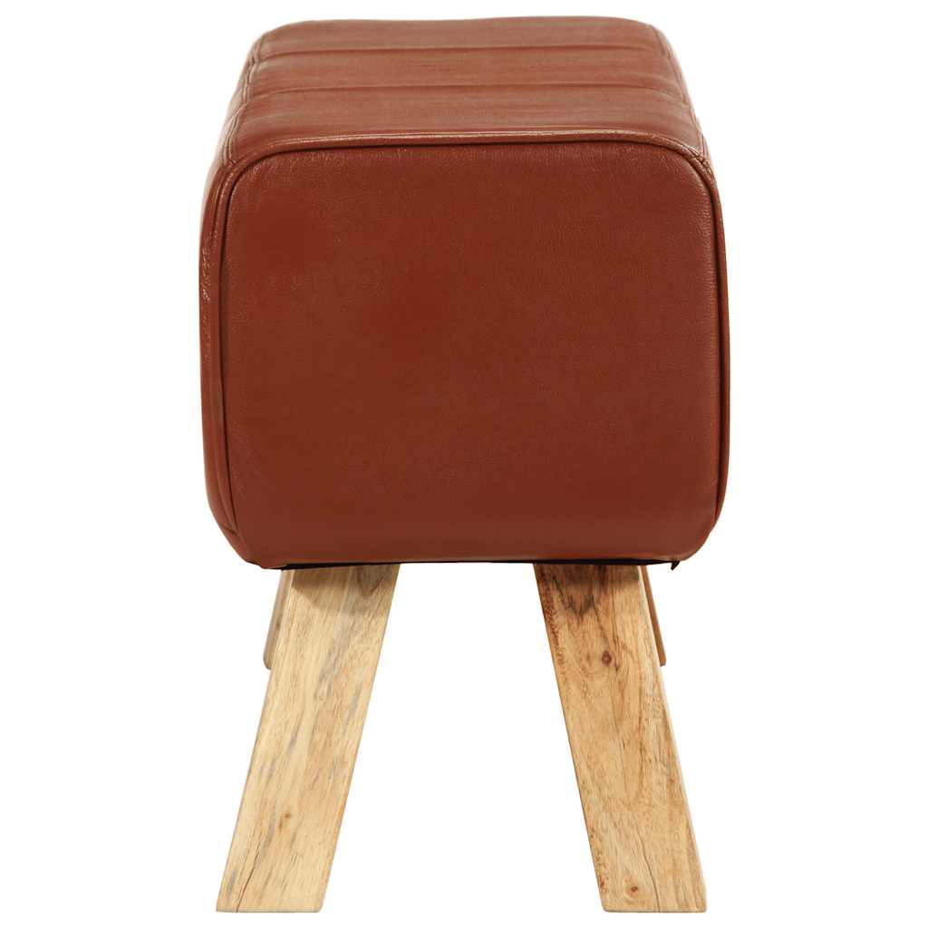 Bank Turnbock-Design 160cm Braun Echtleder Massivholz Akazie