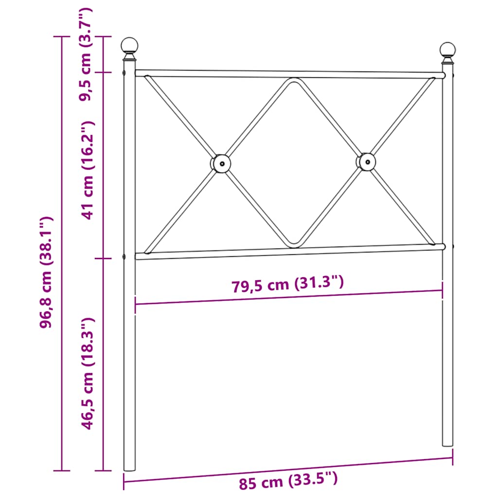Ersatz-Kopfteil Metall Schwarz 75 cm
