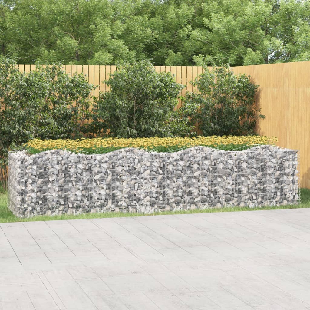 Gabionen-Hochbeet mit Hochbogen 200x50x50 cm Verzinktes Eisen