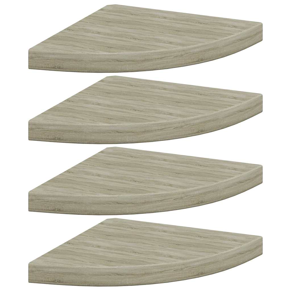 Schwebende Eckregale 2 Stk. Hochglanz-Weiß 25x25x3,8 cm MDF