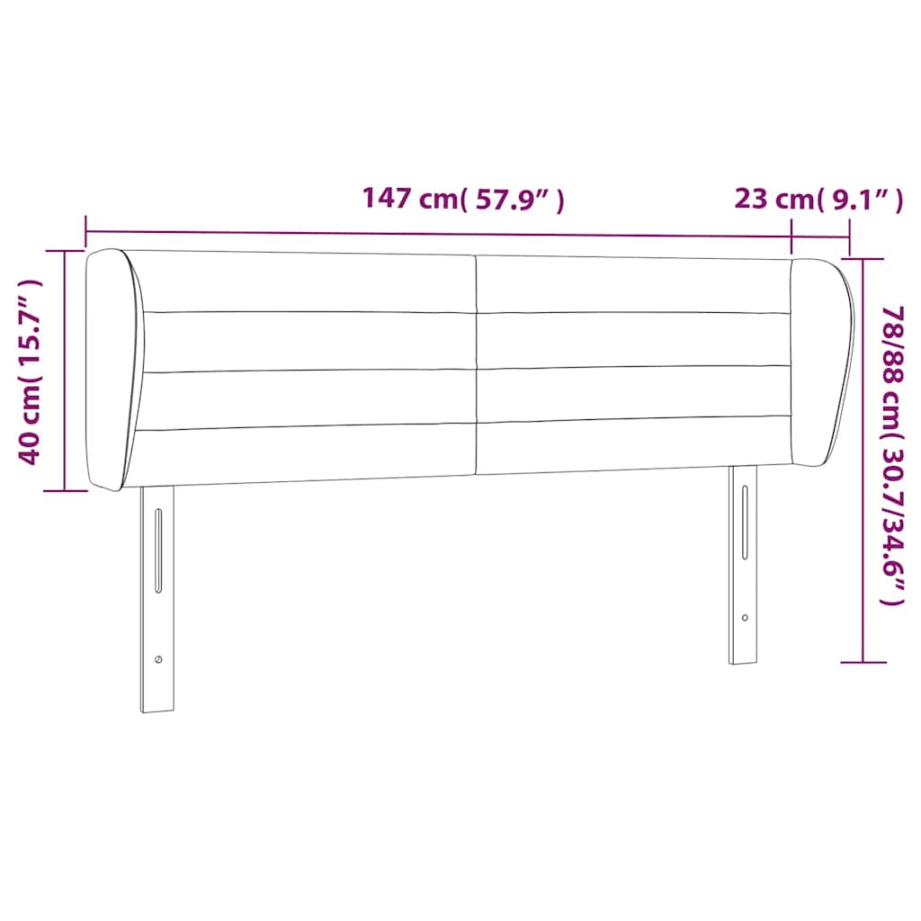 Kopfteil mit Ohren Dunkelblau 203x23x118/128 cm Samt