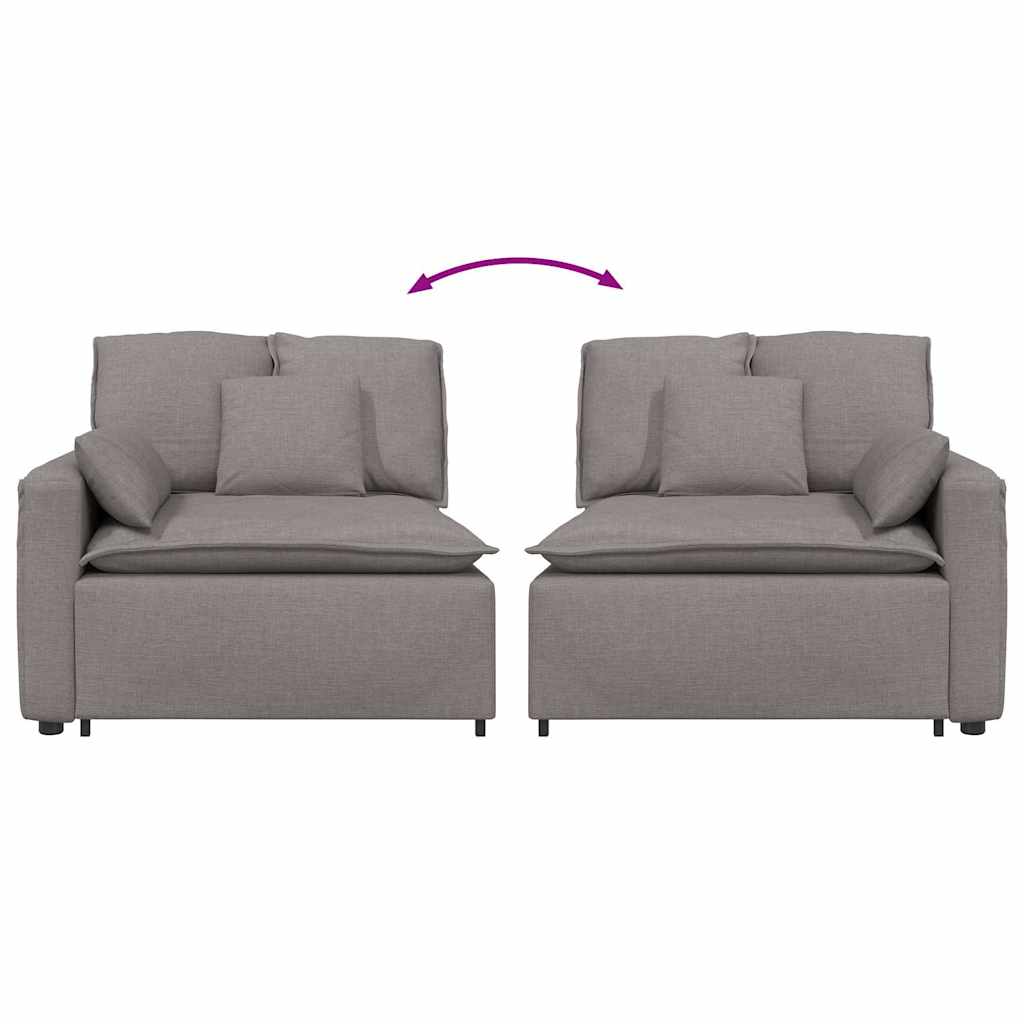 Modulares Sofa Endmodul mit Armlehne Kissen Hellgrau 100 cm