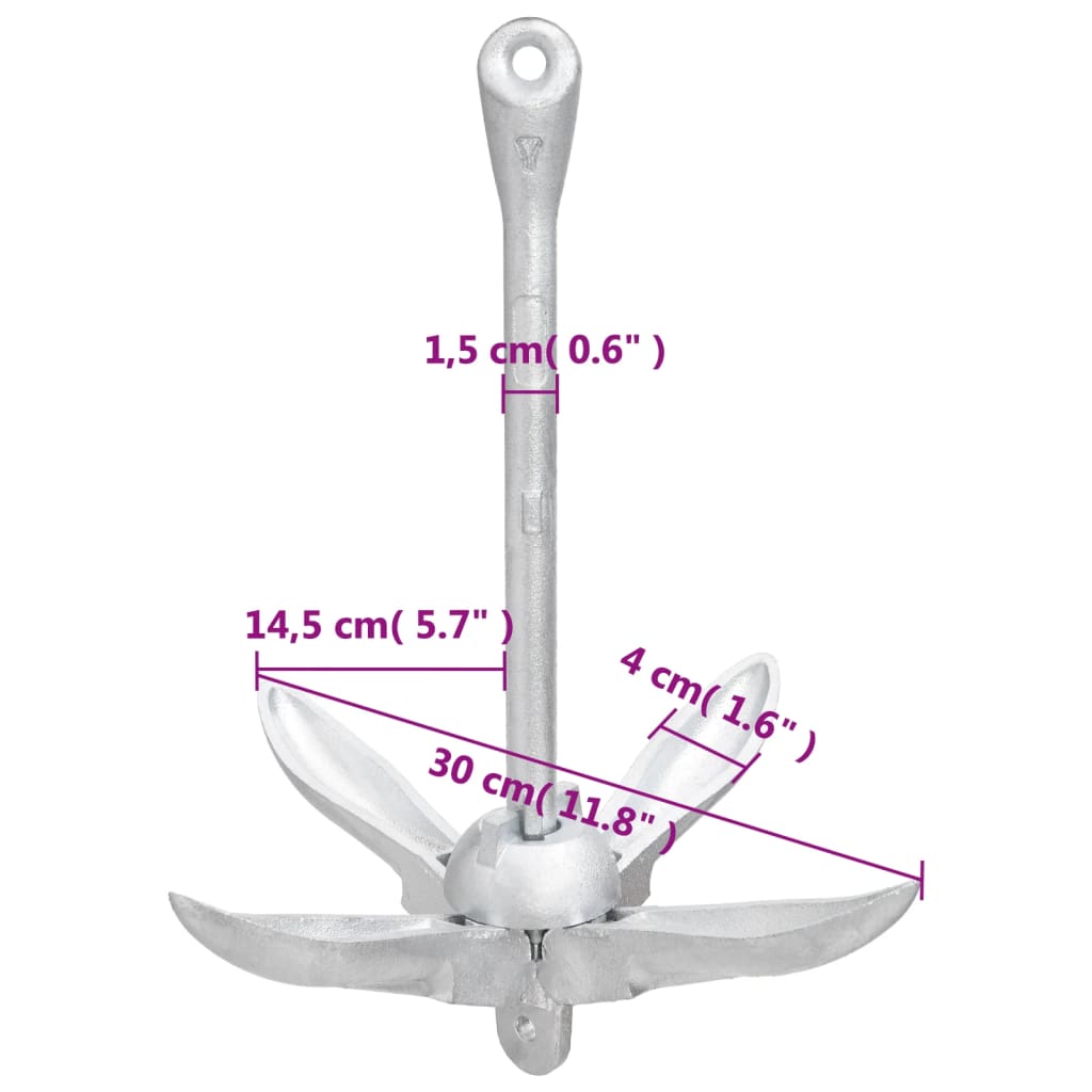 Klappanker Silber 0,7 kg Feuerverzinktes Gusseisen