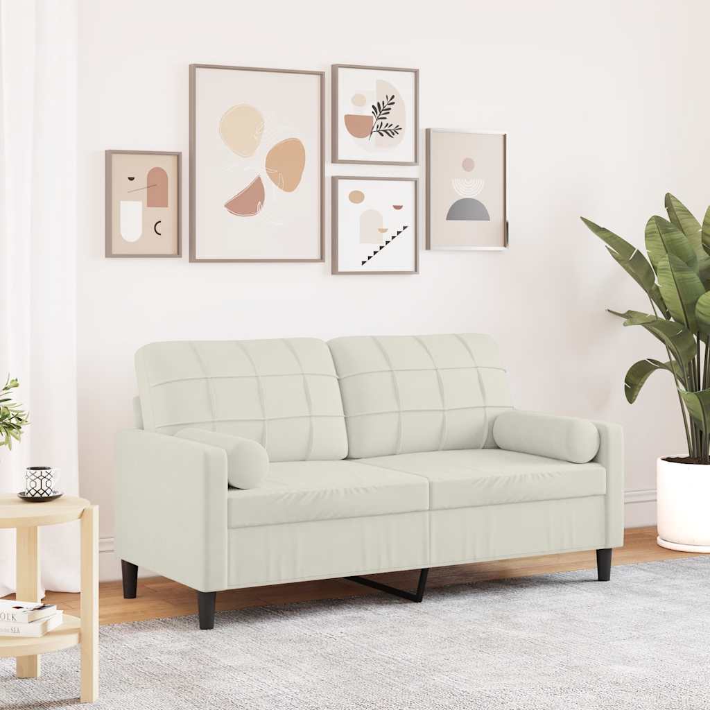 2-Sitzer-Sofa mit Zierkissen Hellgrau 120 cm Samt