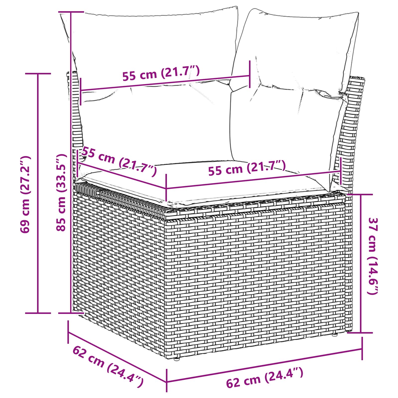Garten Essgruppe mit Kissen 7 pcs Grau und Marineblau