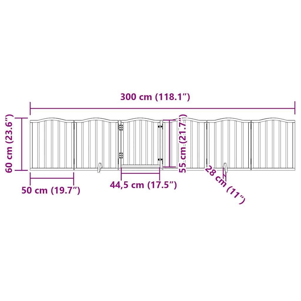 3-tlg. Hundetor Faltbar 150 cm Pappelholz