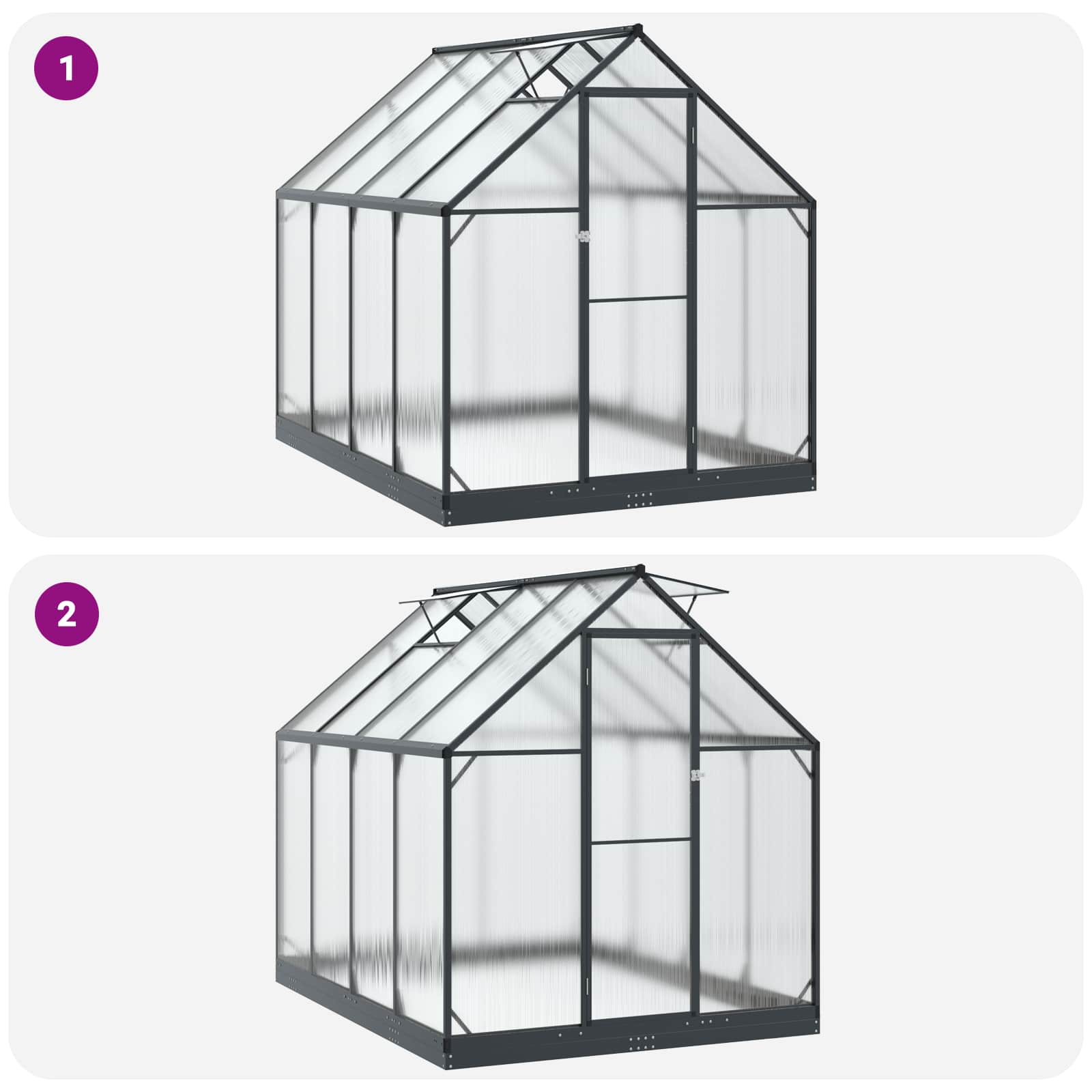 Garten Gewächshaus mit Tür Anthrazit 183,5 x 183,5 x 207 cm