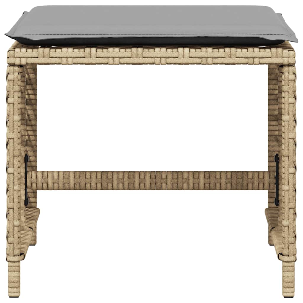 Gartenhocker mit Kissen 4 Stk. Schwarz 41x41x36 cm Poly Rattan