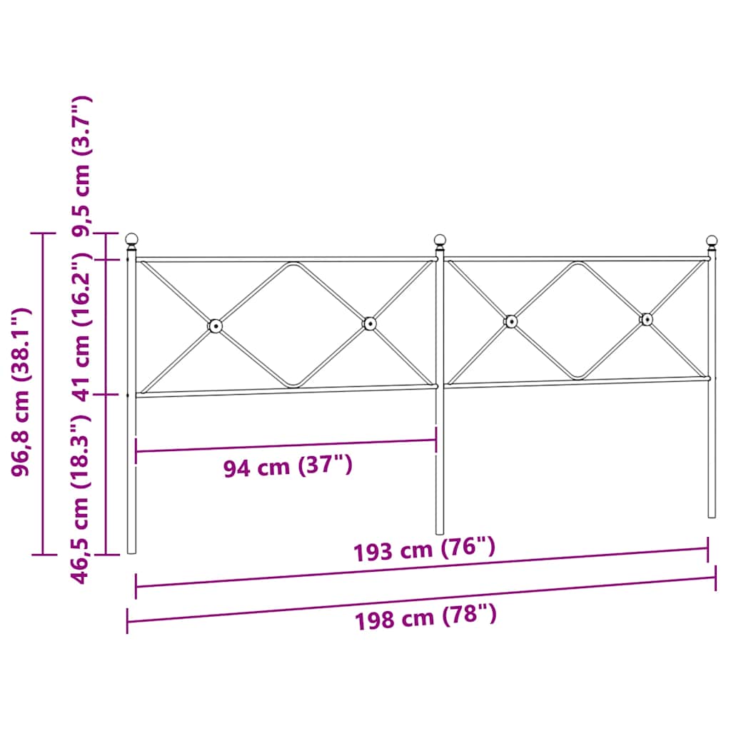Ersatz-Kopfteil Metall Schwarz 75 cm