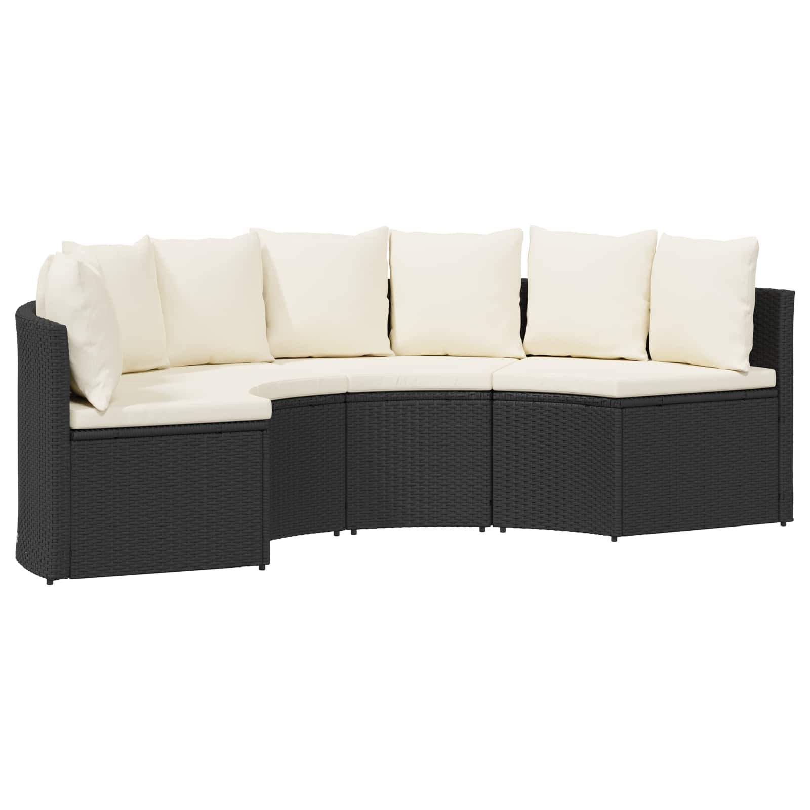 2-tlg. Garten-Sofagarnitur mit Auflagen Poly Rattan Schwarz