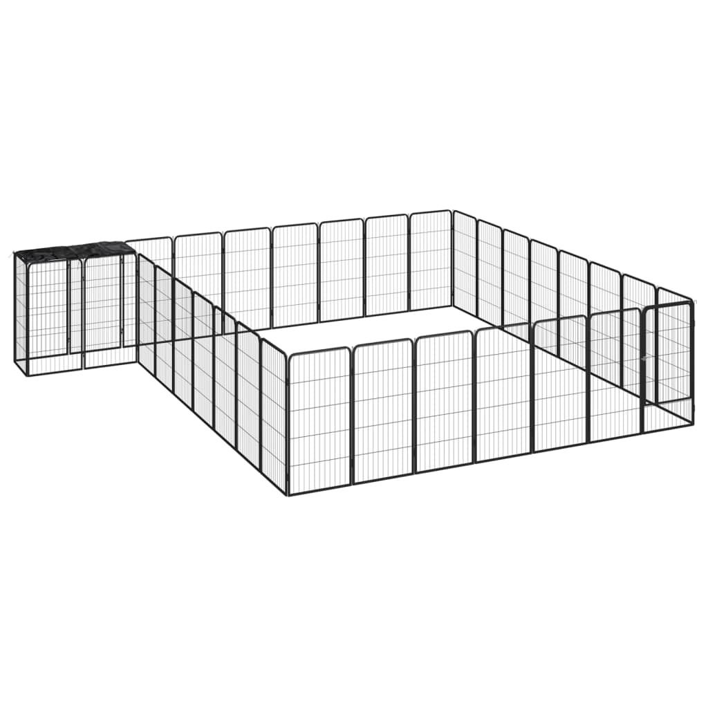 6-tlg. Hundelaufstall Schwarz 50x100cm Stahl Pulverbeschichtung