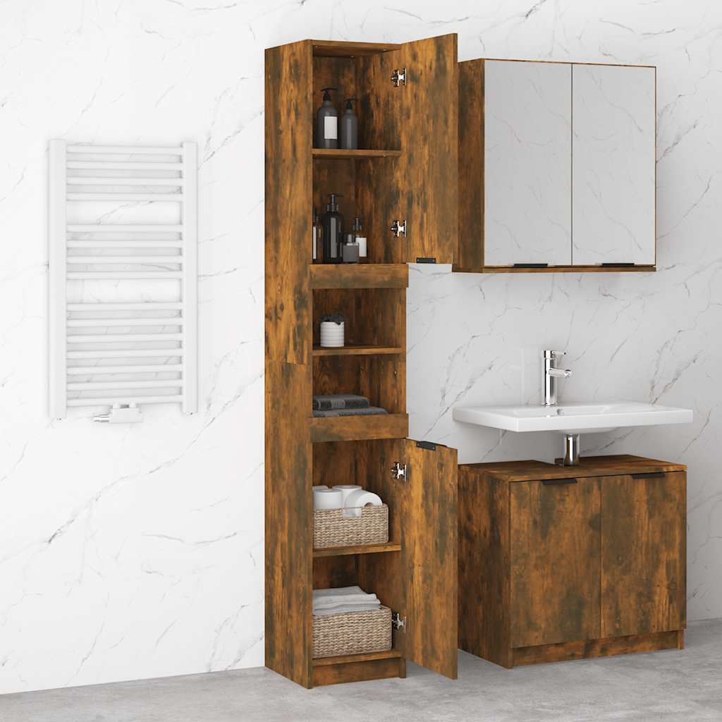 Badschrank Weiß 32x34x188,5 cm Holzwerkstoff