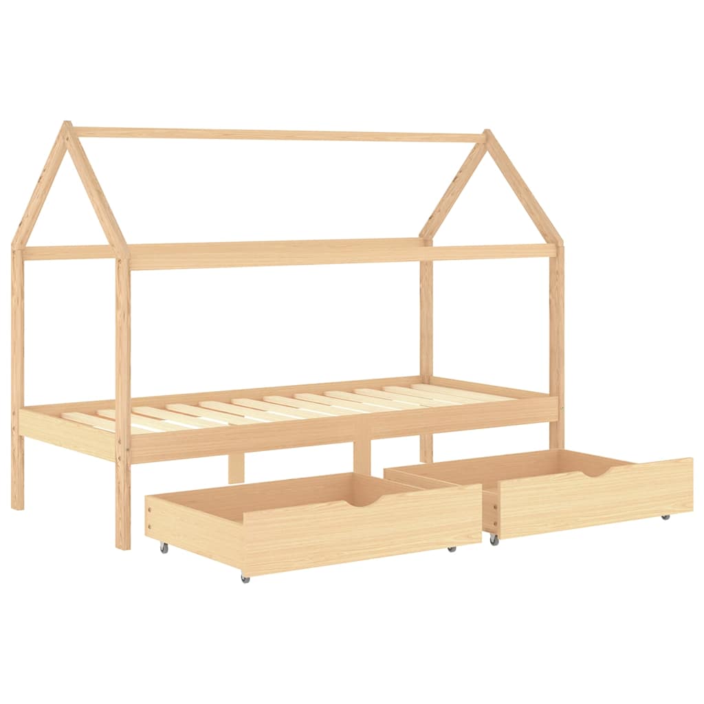 Kinderbett mit Schublade Massivholz Kiefer 70x140 cm