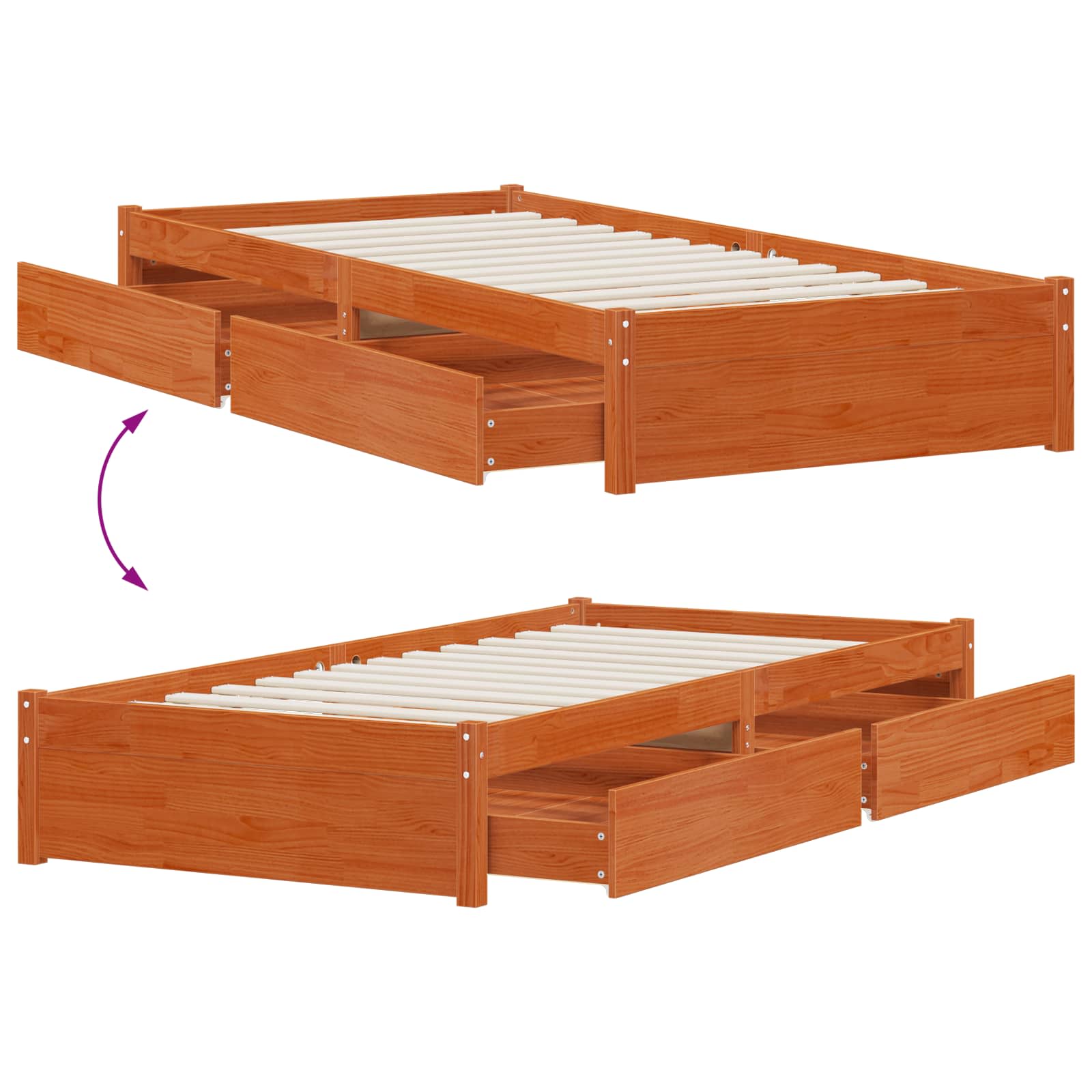 Bett mit Schubladen 75x190 cm