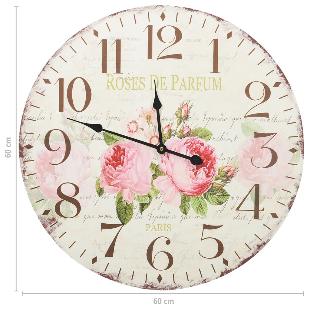 Vintage Wanduhr Blumen 30 cm