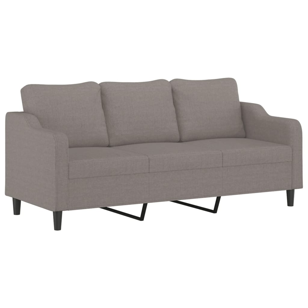 3-tlg. Sofagarnitur mit Kissen Braun Stoff