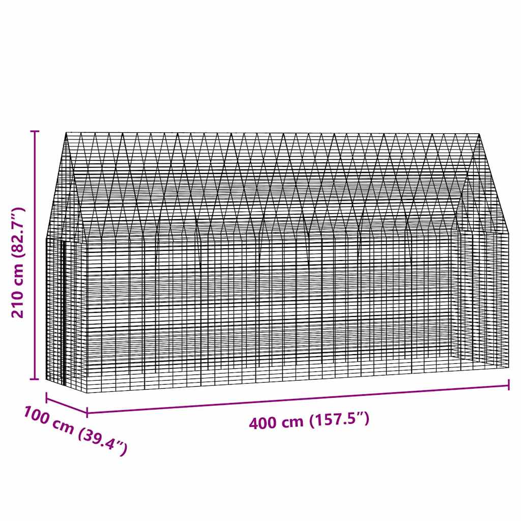 Hühnerkäfig 2 pcs Silber 600 x 100 x 210 cm Verzinkter Stahl
