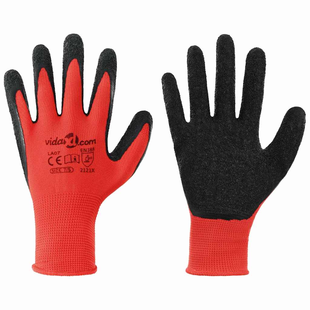 Arbeitshandschuhe 12 pcs Rot und Schwarz 7 / S Latexbeschichtung