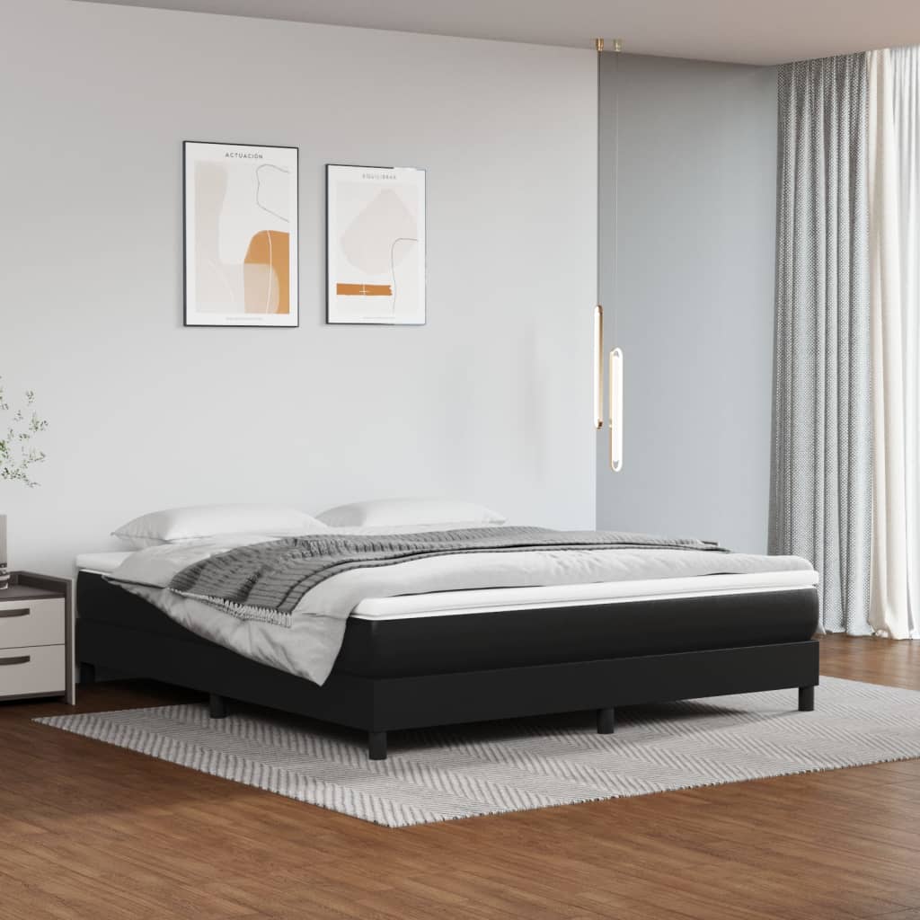 Taschenfederkernmatratze Mittel Schwarz 80x200x20 cm Kunstleder