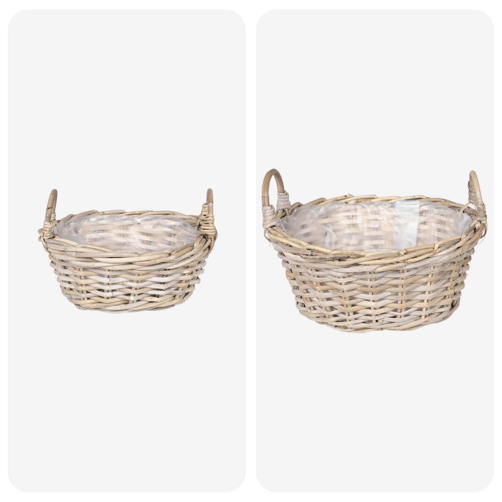 Blumentopfkorb mit Speicher 2 Stk. Natürliches Grau Kubu Rattan