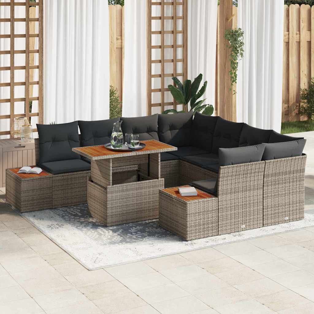 Garten Essgruppe mit Kissen 9 pcs Schwarz und Beige