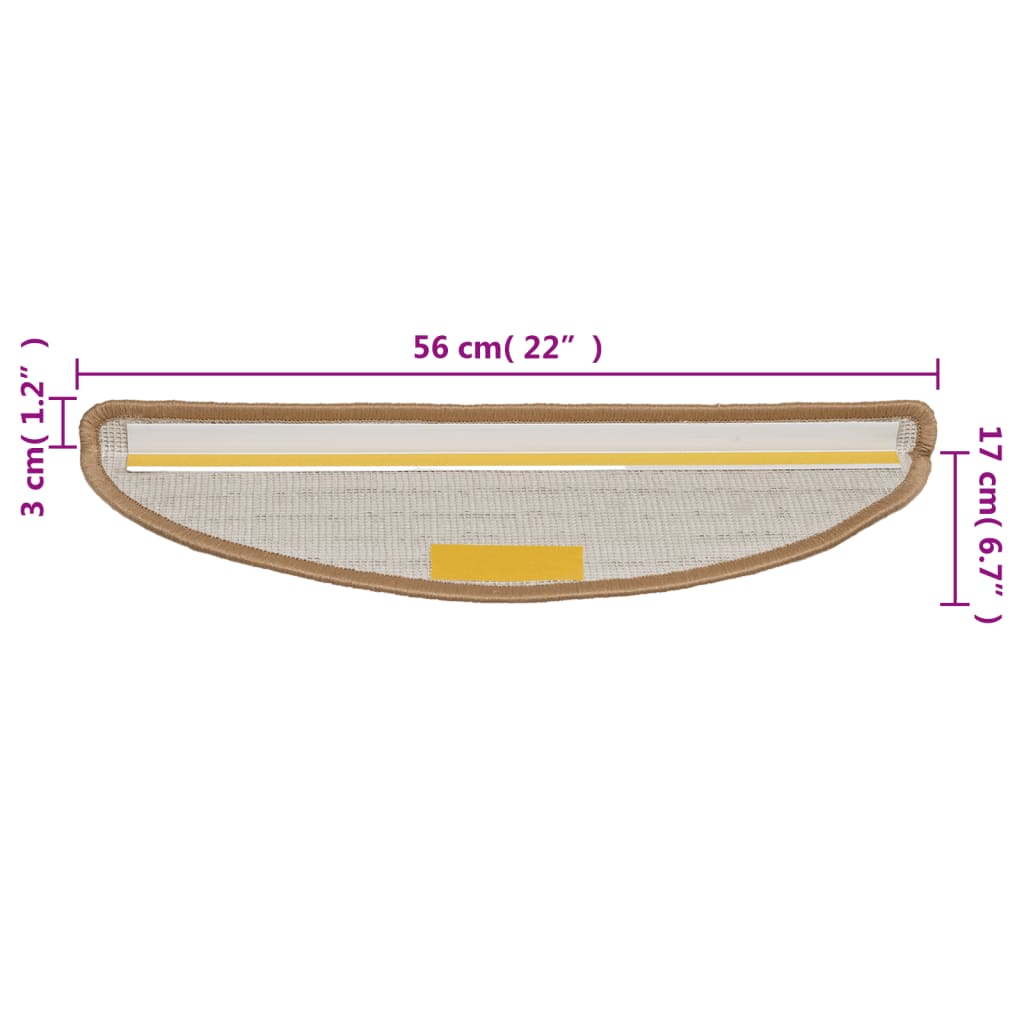 Stufenmatten 15 Stk. 56x17x3 cm Grau Halbrund