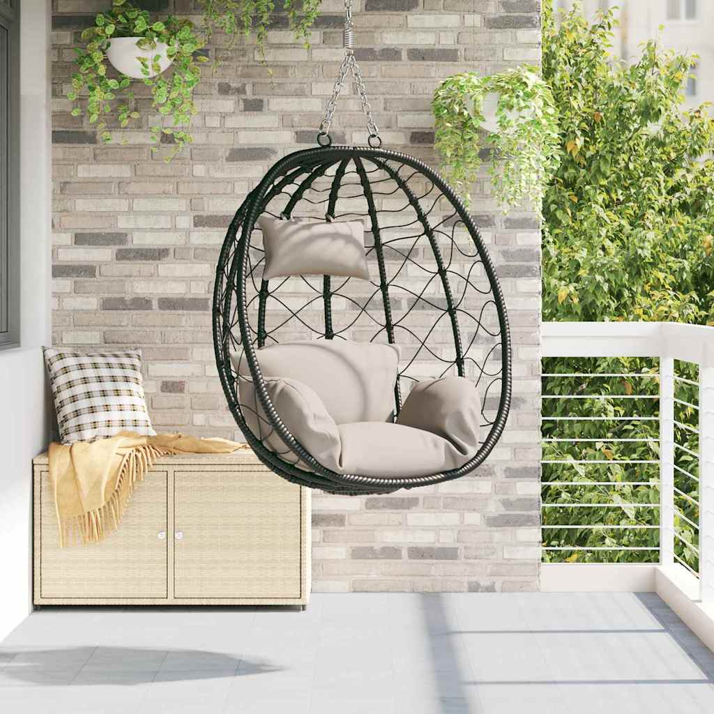 Hängendes Ei-Stuhl Anthrazit 91,5 x 54,5 x 107 cm Poly-Rattan