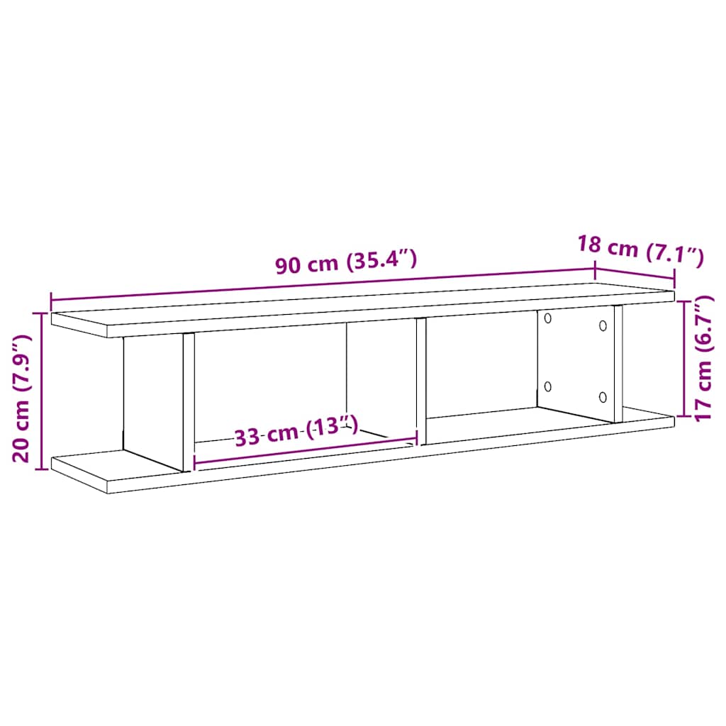 Wandregale 2 Stk. Weiß 75x18x20 cm Holzwerkstoff