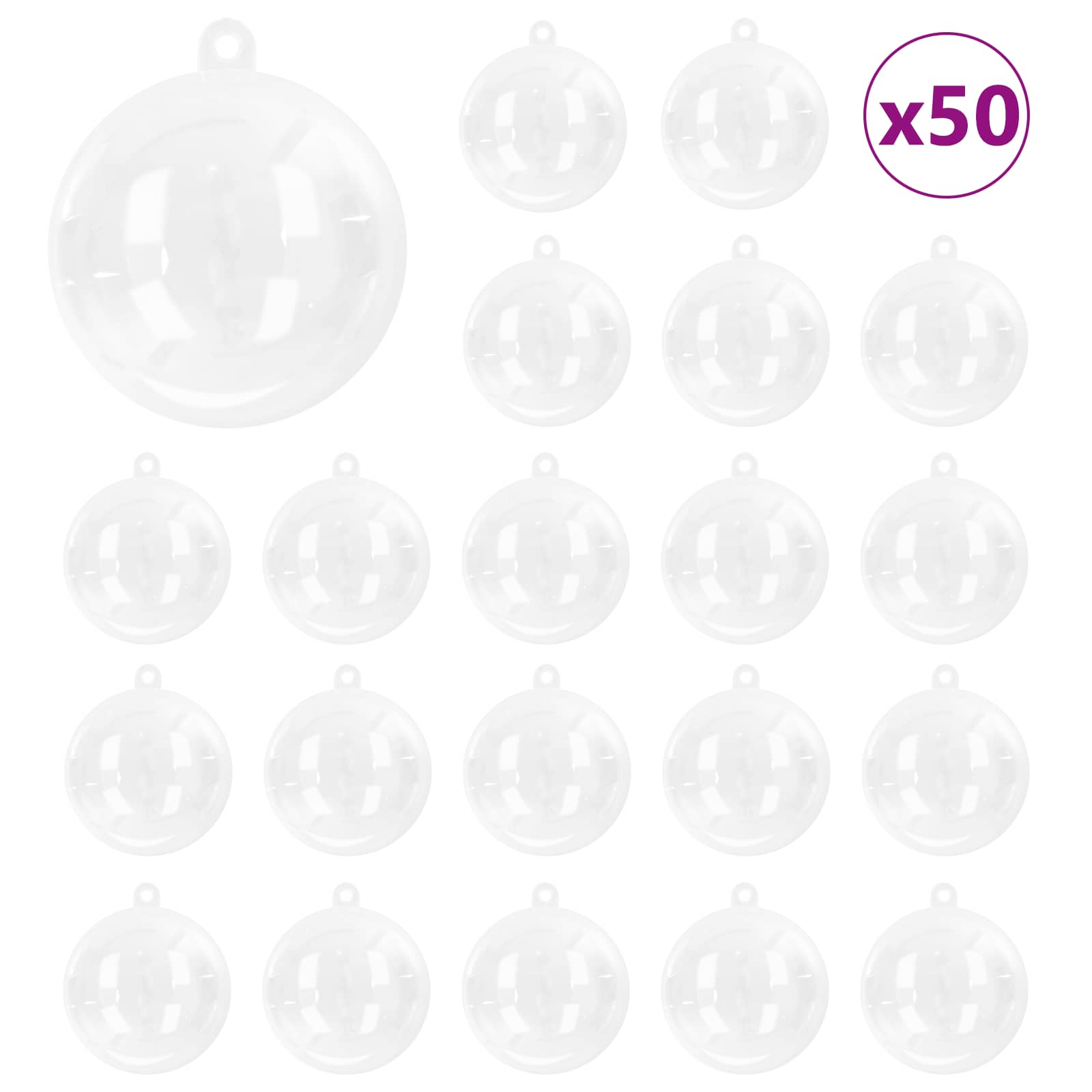 Weihnachtskugel-Set 50 pcs Transparent Ø 5 cm Kunststoff