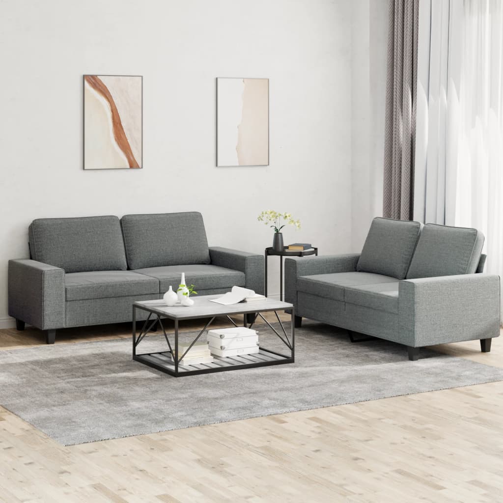 3-tlg. Sofagarnitur Hellgrau Stoff