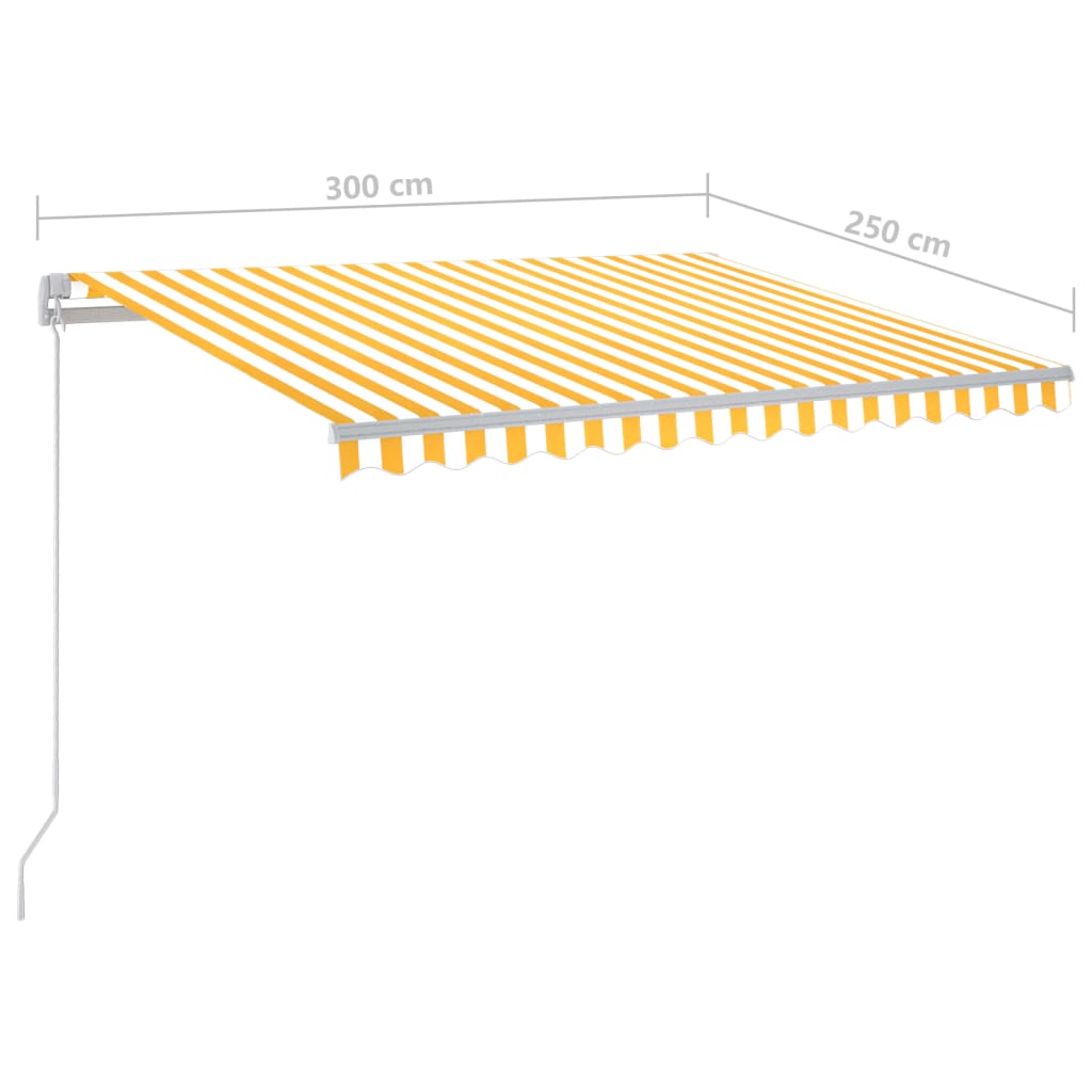Markise Manuell Einziehbar mit LED 300x250 cm Blau und Weiß