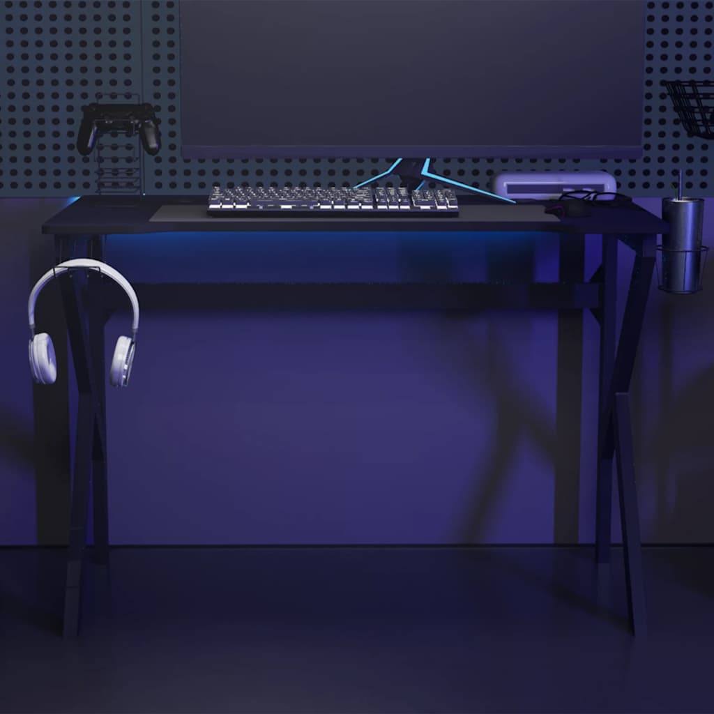 Gaming-Schreibtisch mit K-Gestell Schwarz 90x60x75 cm