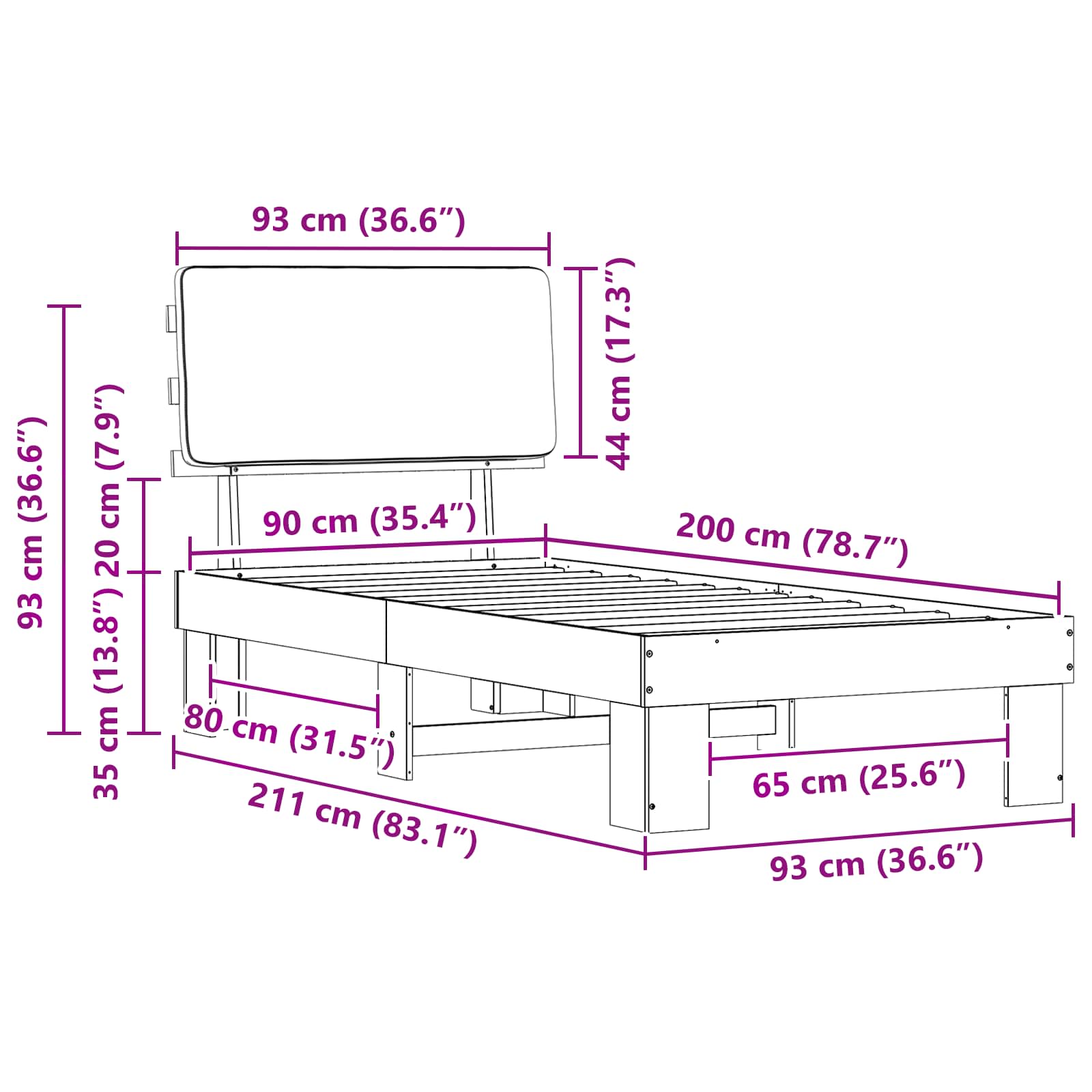 Bettgestell mit gepolstertem Kopfteil Hellgrau 200 x 200 cm