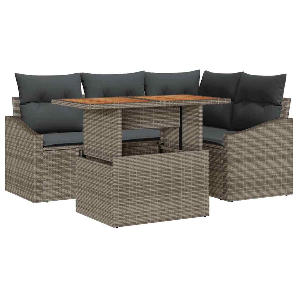 Garten Essgruppe mit Kissen 5 pcs Schwarz und Creme