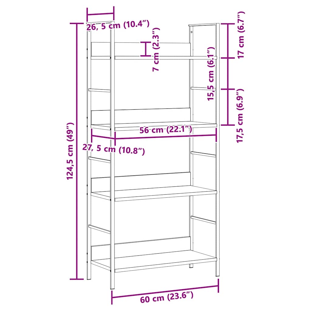 Bücherregal 3 Regalböden Schwarz 60×27,6×90,5 cm Holzwerkstoff