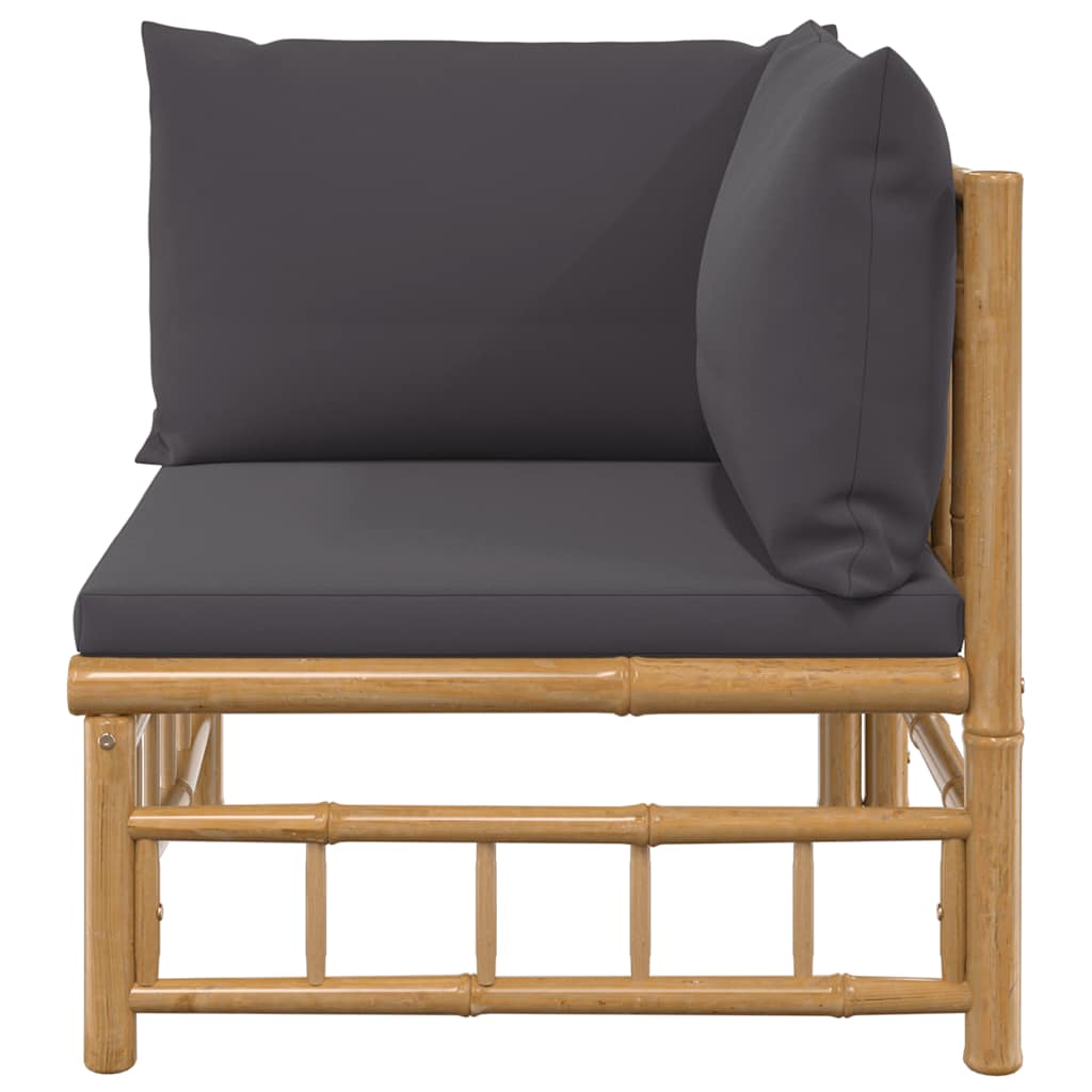 3-tlg. Garten-Lounge-Set mit Kissen Creme Bambus