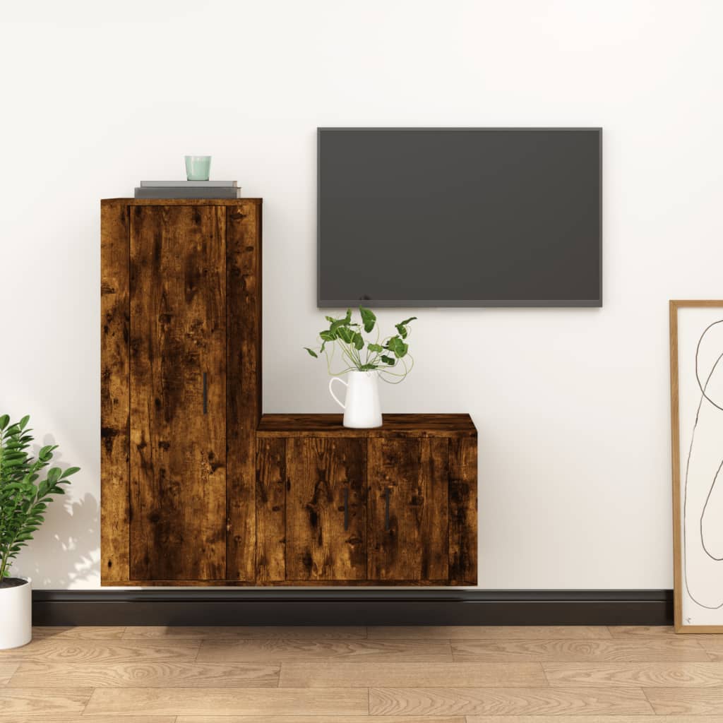 2-tlg. TV-Schrank-Set Weiß Holzwerkstoff