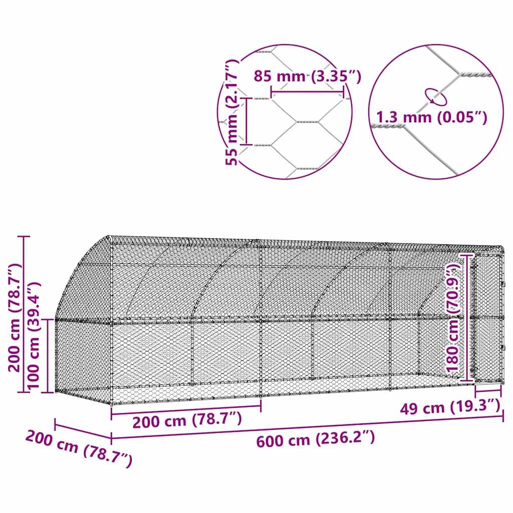 Hundekäfig 2 pcs Silber 4 x 2 x 2 m Verzinkter Stahl