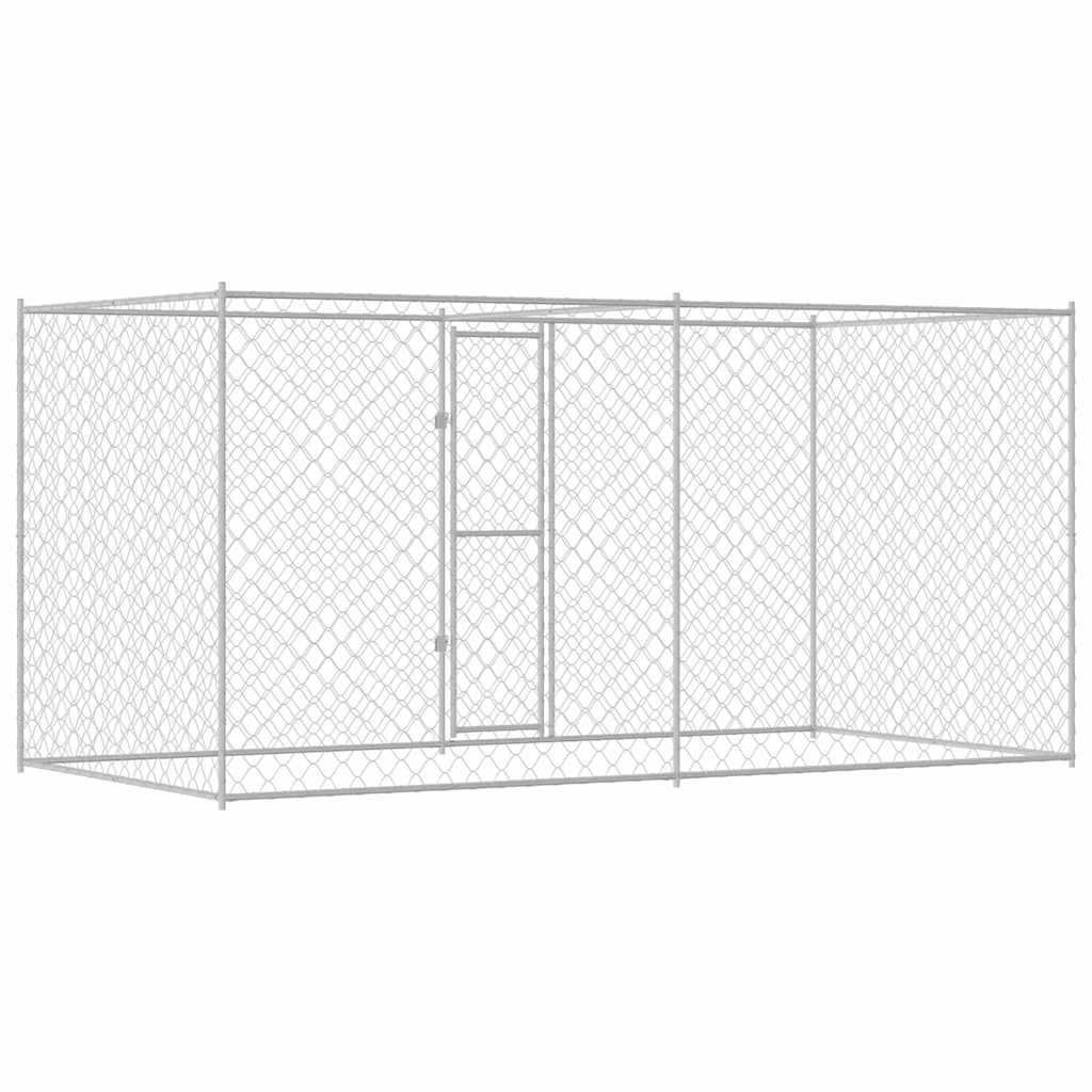 Hundezwinger mit Tür Grau 2x2x1,5 m Verzinkter Stahl