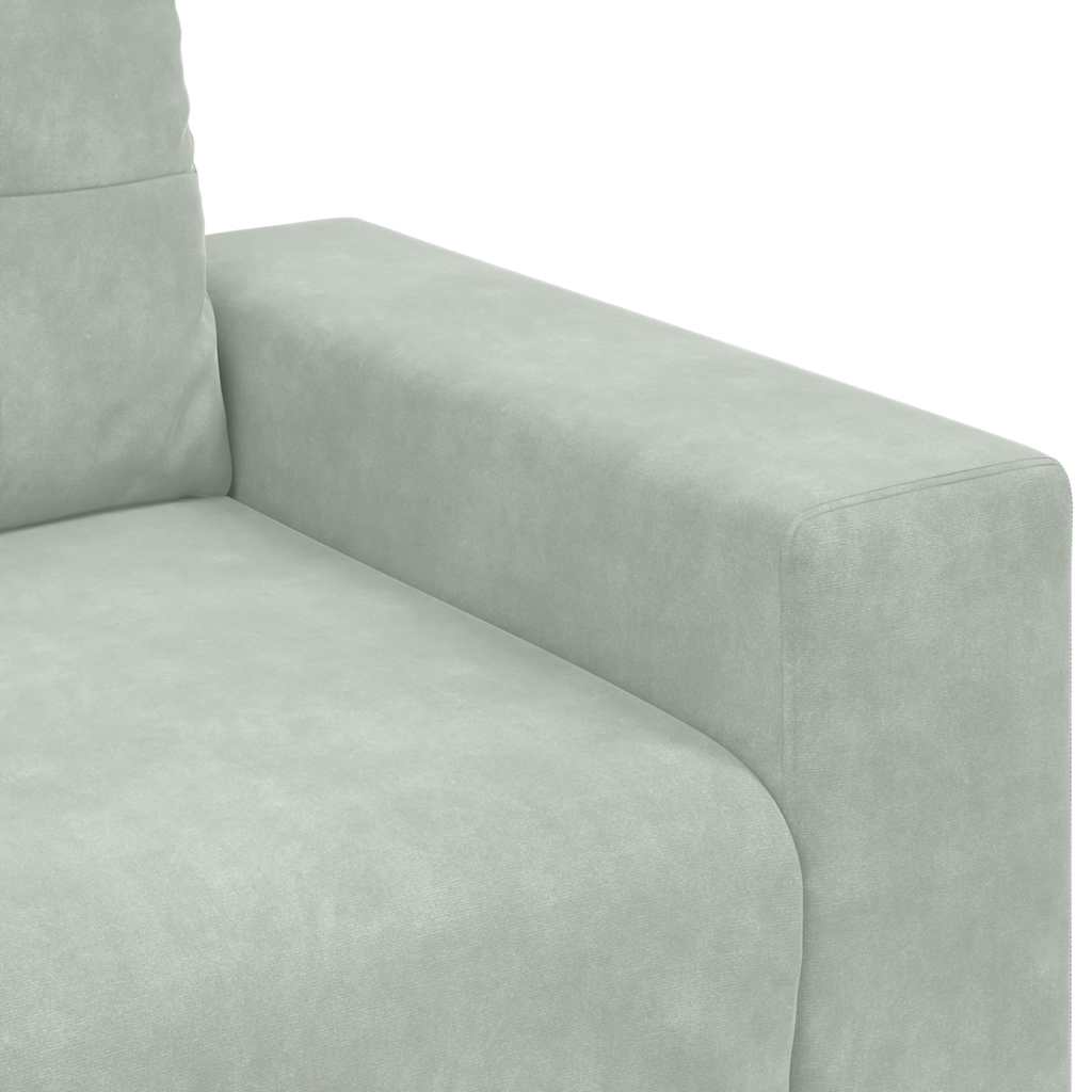 2-teiliges Sofa-Set mit Kissen, hellgrauer Samt