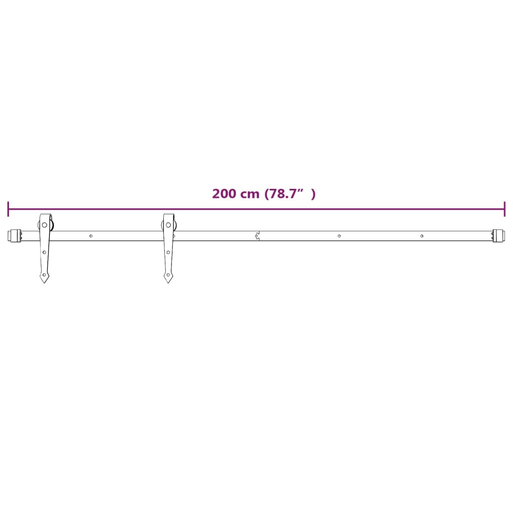 Schiebetürbeschlag-Set 183 cm Stahl Schwarz