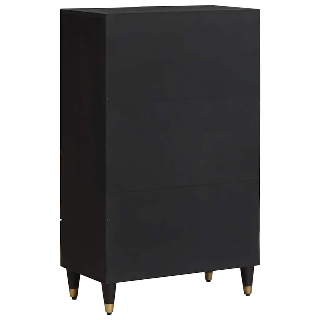 Highboard Grau und Gold 60 x 33 x 100 cm Massivholz Mango