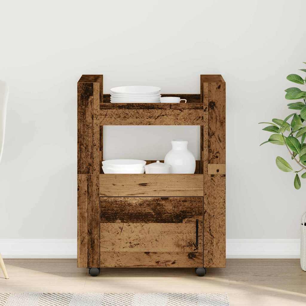 Küchenwagen Weiß 60x45x80 cm Holzwerkstoff