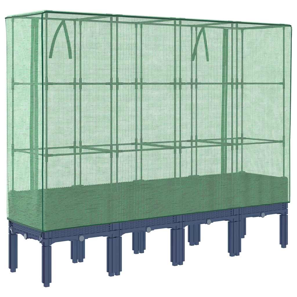 Hochbeet mit Gewächshaus-Aufsatz Rattan-Optik 40x40x140 cm
