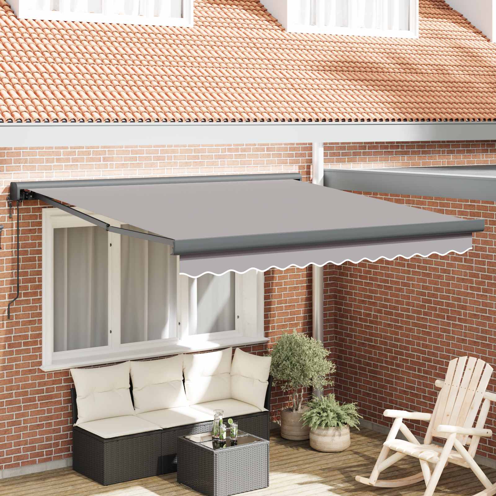 Markise Einziehbar Blau und Weiß 4x3 m Stoff und Aluminium
