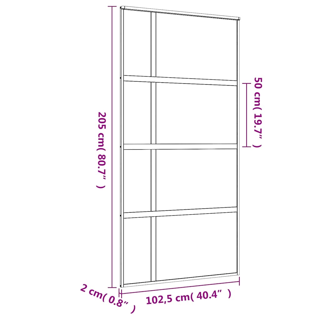 Schiebetür ESG-Glas und Aluminium 76x205 cm Schwarz