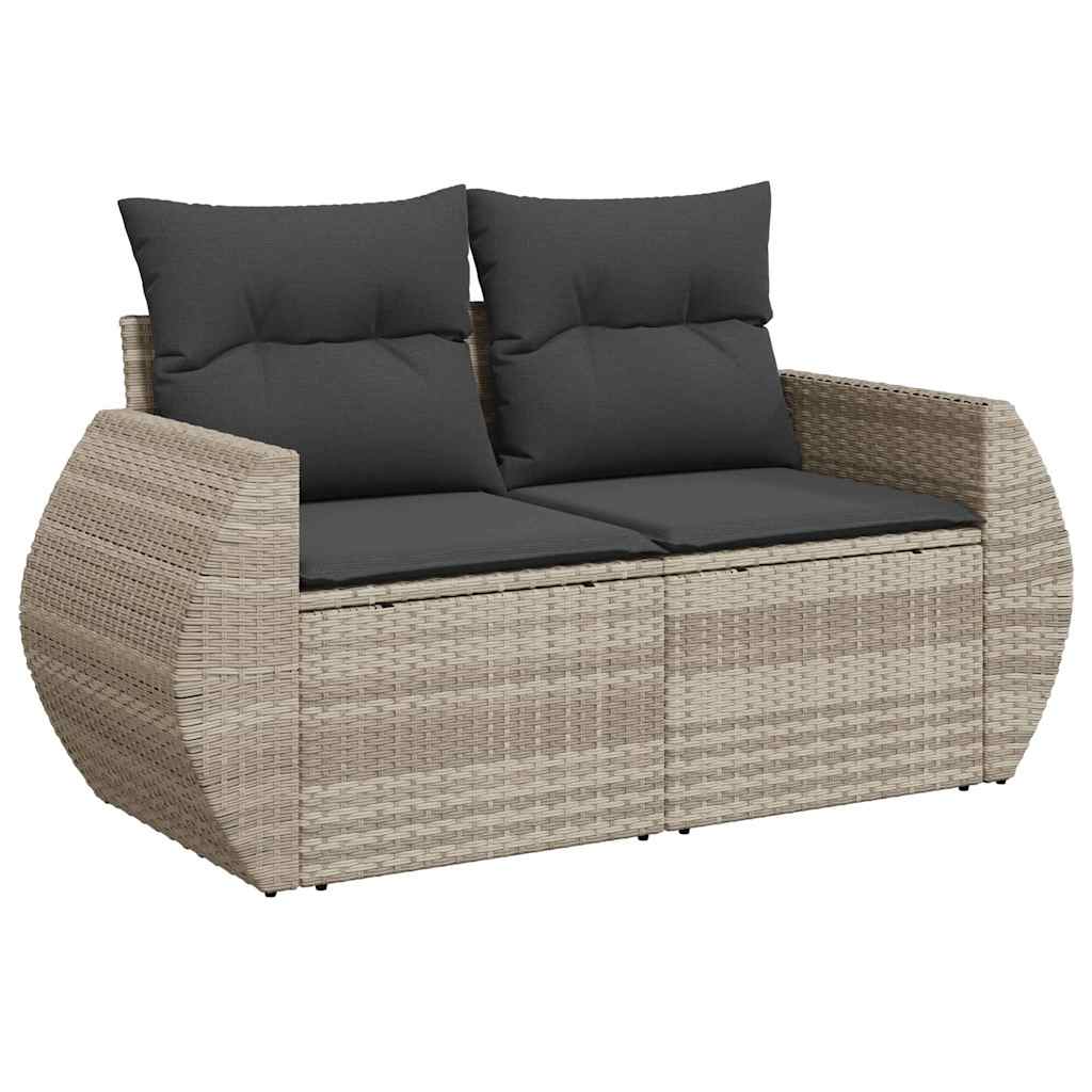 10-tlg. Garten-Sofagarnitur mit Kissen Schwarz Poly Rattan