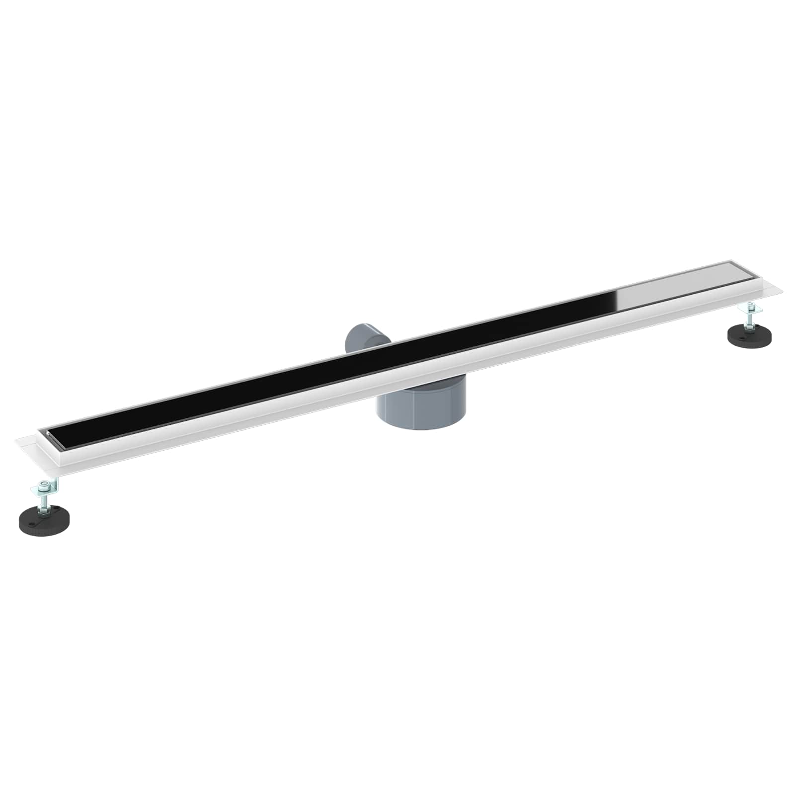 Duschabfluss mit Glashülle und 360° Siphon Schwarz 50 cm